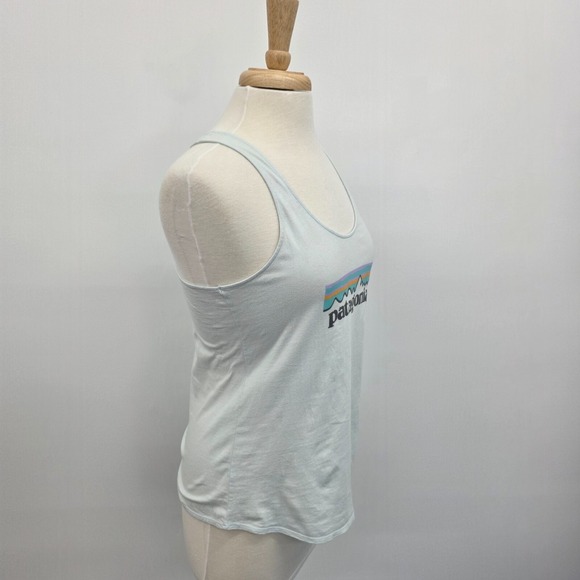 Patagonia Womens XS Light Teal Racerback Scoop Neck Logo Athletic Tank Top - Picture 4 of 12